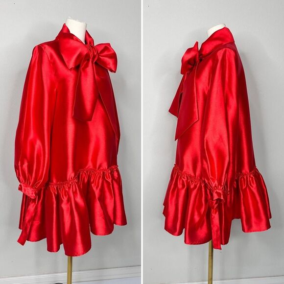 Akira Puff Sleeve Drop Waist Mini Red Dress S Holiday Party Christmas Coquette - Picture 6 of 16